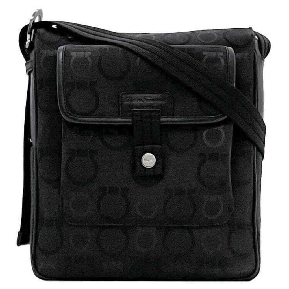 Salvatore Ferragamo Gancini Canvas Leather Over Zipper Crossbody Bag Black